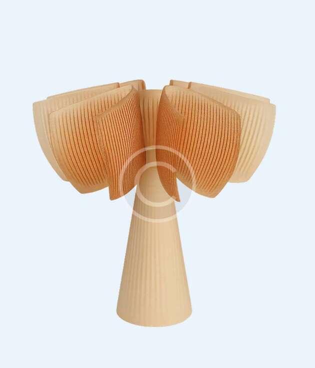 Sculpted wooden petal table lamp