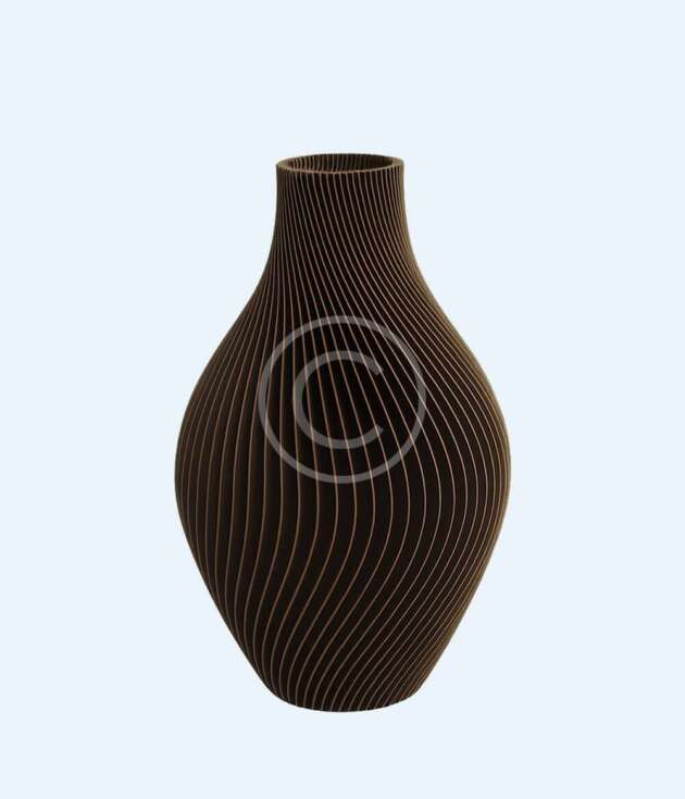 Textured ribbed brown sculptural vase